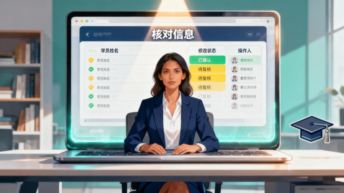 1200条学员信息核到凌晨还剩20处错漏？核对信息发到群里让大家自己核，谁核过谁没核实时可见